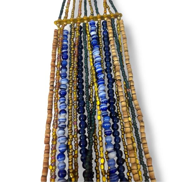 Chico’s Women’s Necklace Seed Bead Multi Strand Blue Navy Gold Tan 18” Length - Picture 5 of 10